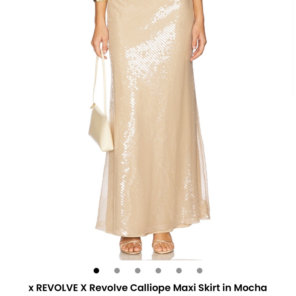 REVOLVE Shimmering Maxi Skirt in Beige